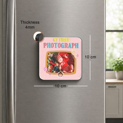 Personalized My First Photograph Theme Musical Fridge Magnet Newborn Baby Photo Frame Gift for New Parents & Baby Shower